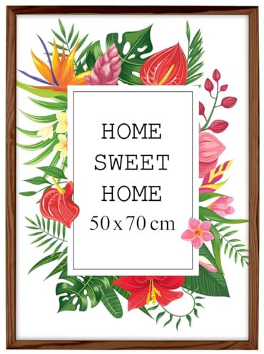 MG Design Cadre photo en bois 50 x 70 cm marron avec verre acrylique - idéal pour suspendre ou poser, parfait pour mettre en valeur vos photos, affiches ou puzzles dans votre intérieur avec élégance