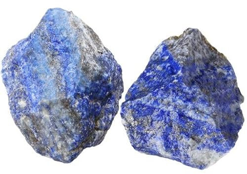 QINJIEJIE Lapislazuli Große Kristall Rohstein 2 Stück 100% Natursteine Kristalle Raw Lapislazuli Steine Premium Wasserstein für Meditation Reiki Dekosteine