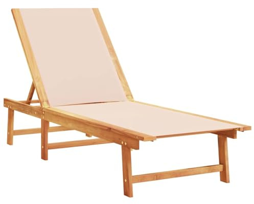 vidaXL Sonnenliege Creme Massivholz Akazie und Textilene