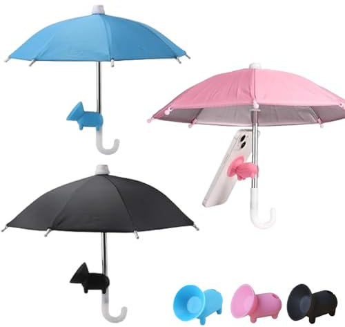 3PCS Cell Phone Umbrella, Black and Blue and Pink Phone Umbrella with Suction Cup,Outdoor Multifunctional Cute Shade,Universal Adjustable Sun Shade Cover
