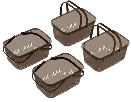 Cetomo Cesta de ducha, organizador de ducha de plástico con asa plegable, caja de almacenamiento portátil con agujeros de drenaje para baño, cocina, dormitorio, gel de ducha, champú, cosméticos,