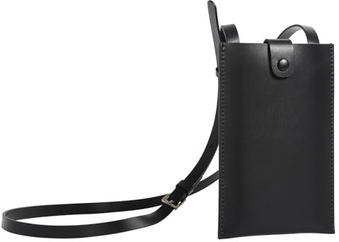 LUKUBGG Mini Borsa a Tracolla da Donna in vera pelle, Piccola Borsa per Cellulare Crossbody con Cinturino regolabile, Porta Cellulare da Collo per Cellulari Sotto 6,8 (Nero)