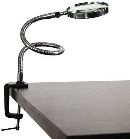 BWCKMTSC Screen Magnifier Desktop Magnifying Glass and Editing high-Definition Optical Lens 100MM, Black Embroidery Carving Appliance Repair Magnifier with LED Light Double The Comfort