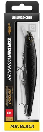 Lieblingsköder Zanderwobbler 125mm 20g - Wobbler zum Zanderangeln, Farbe Lieblingsköder:Mr. Black