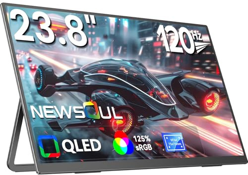 Newsoul Portable Monitor, 24” (23.8 viewable) FHD 120HZ 125% sRGB 1ms Freesync Ultra-Slim Gaming Monitor with VESA, USB-C & HDMI Large for Second Screen for Laptop Steam-deck Mac-Book Phone Mini PC