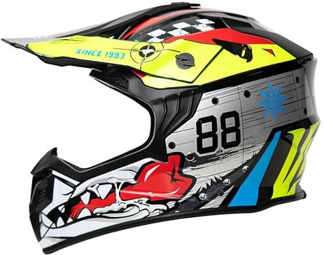 Motocross Helm Für Herren Damen Jugendliche, ECE 22.06 Zertifizierung Motorradhelm, Cycling Helmet With Visor, Motorradhelme Fullface Helm, Mit Belüftung Entlüftung, Für Scooter Roller Ski ATV