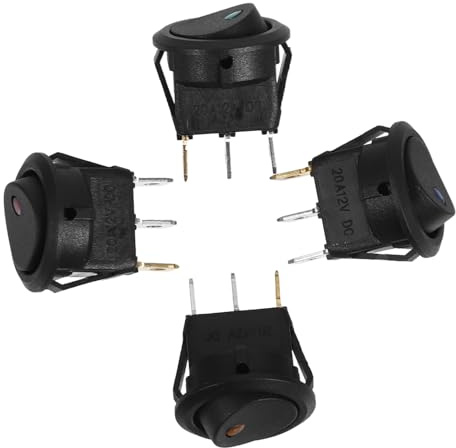 ULTECHNOVO 4 Stück Marine Wippschalter 12 V mit Kontrollleuchte Pp Material Multifunktional für Boot und Auto Kompakter Kippschalter im Stilvollen Design