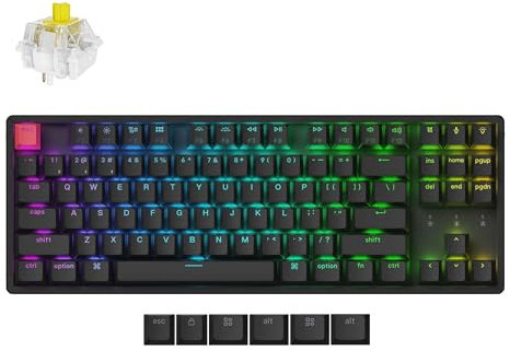 Keychron K8 Version 2 Teclado Mecánico Inalámbrico, Bluetooth/USB-C, RGB LED, QMK/Via, Hot-Swap, Programmable, PBT Keycaps, For Mac Windows, Super Banana Switch