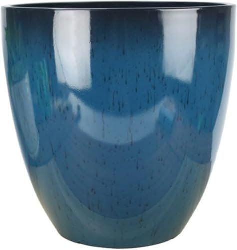 Blumentopf, Kräutertopf, pfauenblauer Blumentopf, Balkontopf, Baumtopf, poliert, glasiert, rund, hohes Rohr, Blumentopf (K Blau)