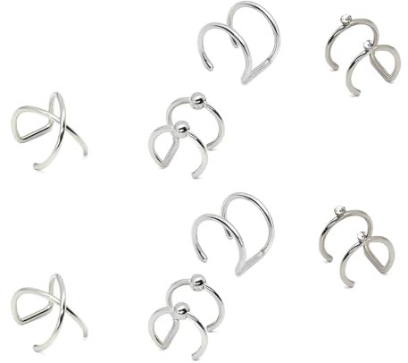 JEYORZY 8 Pièces Unisexe Anneau à Lèvres, Boucle D'oreille, Faux Piercing, Faux Piercing Levre, Faux Septum