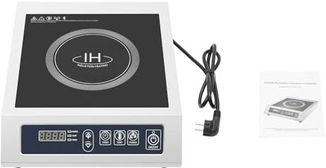 Lnduktions-Kochfeld 3500W 30cm Kochplatte 10 Heizstufen Geeignet für magnetische flache Töpfe und Pfannen aus Edelstahl emailliertem Stahl und Eisen Silber 220-240V