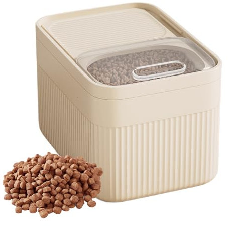 Hqunjikp Airtight Pet Food Storage Container - 10L Large Bin For Dog & Cat Food With Measuring Cup And Lids For Treats