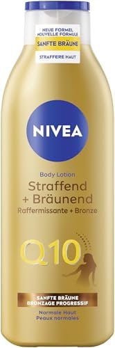 NIVEA Body Lotion Q10 Straffend + Bräunend, Body Milk für straffere Haut & verbesserte Elastizität in 7 Tagen, Körpercreme mit Q10 für eine natürliche Bräune (250 ml)