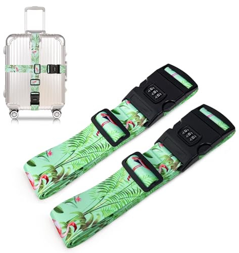 Suweir Koffergurt Kofferband Set mit Zahlenschloss Kofferband Gurt Auffällig Kofferbänder- 5 * 190cm Einstellbare Koffer Gurtband Koffer Zubehör für Schnell erkennen Gepäck Reisetasche Koffer