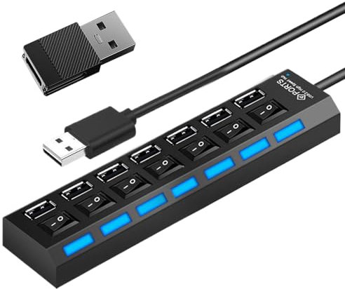 Hub USB pour ordinateur portable, adaptateur de données multi-ports, multifonction avec bouton individuel pour le montage vidéo, le bureau de trading, le travail à distance, les voyages, la salle de