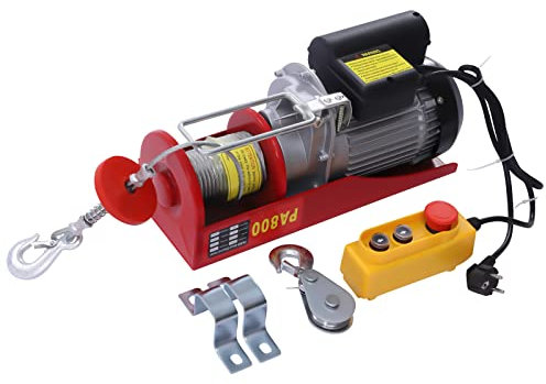Elektrische Seilwinde mit Fernbedienung Seilhebezug Kettenzug 12m Hubhöhe mit Einem Seil 400KG/6m Hubhöhe mit Zwei Seilen 800KG