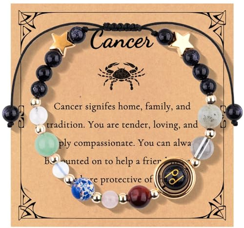 Exploration Of Natural Beauty: Ingredients Recommended New 12 Constellations Bracelet Adjustable Rope Bracelet Hand Beads Planet Beads Kissing Rams Hoop Earrings (I, One Size)