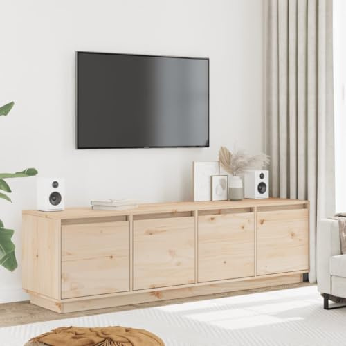 BOWEKAM Mueble de TV de madera maciza de pino de 156 x 37 x 45 cm, muebles, centros de entretenimiento y soportes de TV