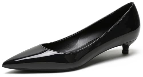 Dampumps lackläder 3 cm kattunge häl spets bekväma och stabila eleganta skor för kontor bröllop fest & formella tillfällen