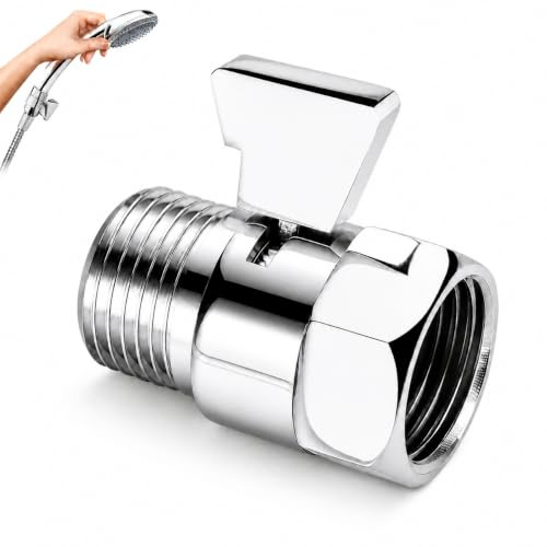 High Performance Shower Flow Control Valve, Leakproof Shut Off Valve & Water Regulator, Standard Connection for Showerhead, Toilet Sprayer, Hose (Silver, 1 Pc)