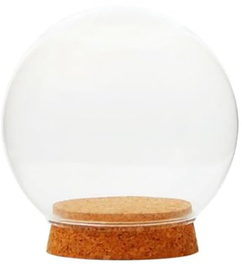 ALCXAZS Cloche Transparente Anti-poussière avec Socle en Bois, vitrine décorative pour Objets Miniatures et Souvenirs, 13 cm