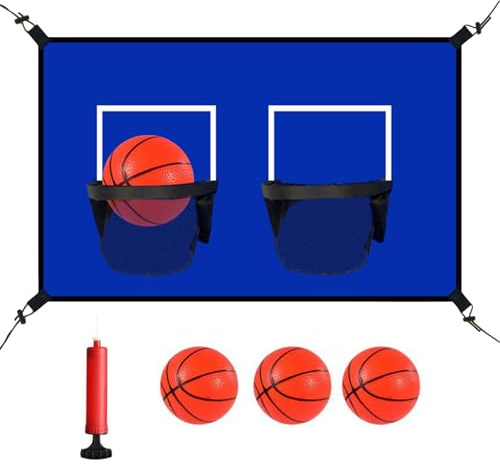 Panier de basket-ball pour trampoline d'extérieur – Filet de basket-ball avec 2 paniers, pièces de rechange, activités de divertissement pour , parc, piscine, jardin, plage
