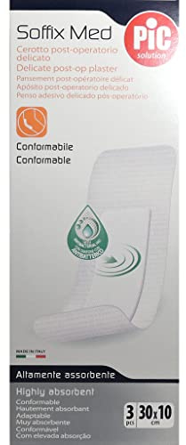 CEROTTO PIC SOFFIX MED IN TNT CON TAMPONE CENTRALE ASSORBENTE STERILE MONOUSO 30X10 CM STERILI ANTIBATTERICO 3 PEZZI