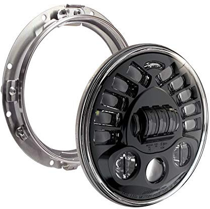 J.W. Speaker 0555051 Model 8790 LED High and Low Beam Adaptive Headlight with Black Inner Bezel and Mounting Ring