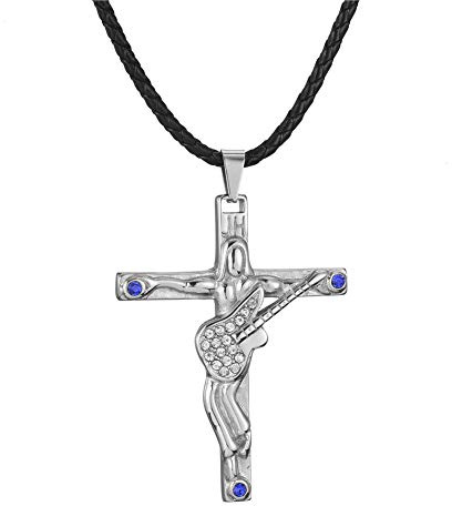 AFSTALR Johnny Hallyday Halskette Damen Herren Silber/Gold/Schwarz Edelstahl Gitarrenkreuz Anhänger Fan Andenken Geschenk – JH Signature Designs