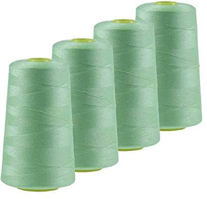 4 x 4572m Qualitäts Overlock-Garn Oeko-Tex Overlock-Nähgarn Farben 581 bis 620, Farbe:A590 zartes grüngrau