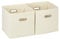 Relaxdays Aufbewahrungsbox 2er Set, Regalkorb ohne Deckel, mit Griff, faltbar, Stoffbox quadratisch, 30 cm, beige, 30 x 30 x 30 cm