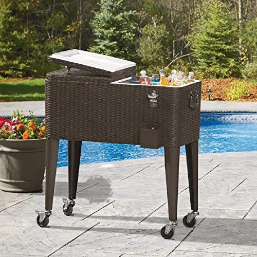 Carrito de Servicio con Nevera y refrigerador Carrito Auxiliar Carrito de Bebidas Enfriador de Bebidas Caja de Hielo Carrito congelador Carrito Carrito de Eventos Enfriador