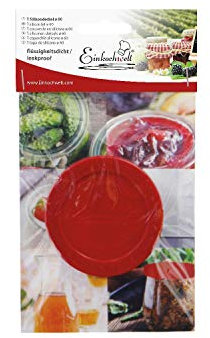 EINKOCHWELT Silikondeckel, Ø 60 mm flüssigkeitsdicht, für Weck-Gläser, rot (12 Stück)