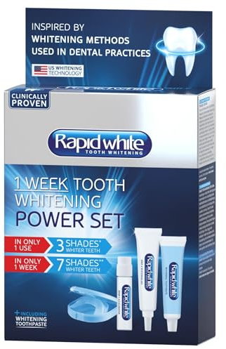Rapid White 1 Week Tooth Whitening Power Set, Inspired By Dentists | 7 Shades Whiter in 1 Week, 3 Shades Whiter After 1 Use, Inspired by Dentists, Clinically Proven