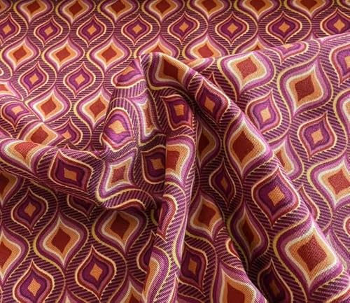 Viskose Twill, Retro Musterung Zimt Beere, Meterware, 50 cm