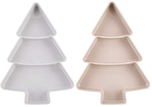 Obstschalen 2 Stück beige Obstteller Weihnachtsbaum Form Obstteller Süßigkeiten Snacks Nüsse Schalen Obst Servierteller mit Abschnitten für Zuhause Küche Zuhause