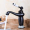 Umisu Robinet Rétro de Lavabo Évier en Laiton Céramique Robinet Antique Vintage Mitigeur Robinet d'Eau Froide/Chaude Remplacement Décoration pour Cuisine Salle de Bain Noir