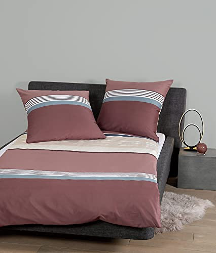 Janine Mako-Satin-Bettwäsche J.D. 135x200 cm + 80x80 cm Burgund-rosé
