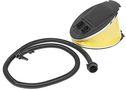 Acan Hinchador de pie de 5 litros, inflador de Fuelle, Bomba de inflado con 3 boquillas y Tubo Flexible para colchonetas, flotadores, Playa, 25 x 18 cm