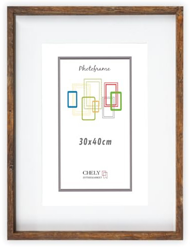 CHELY INTERMARKET MOD3503 Marco Profundidad Madera Haya 30x40cm Interior 20x30cm Vidrio Paspartú Decorativo Cuadro Objetos Recuerdo Decoración Moderna Estilo Elegante 1 Unidad Marrón