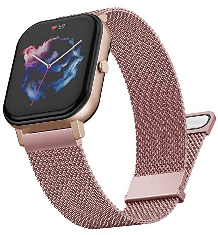 Bracelet en Métal pour Amazfit GTS/GTS 2 /GTS 3/GTS 4 Mini/GTS 2 Mini/GTS 2e /GTR 42 mm/Bip/Bip S/Bip U, Bracelet de 20mm pour Galaxy Watch Active2/Galaxy Watch 42mm/Galaxy Watch 3 41mm