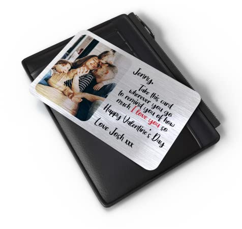 Personalised Silver Aluminium Wallet with Photo Insert & Memory Card, Half Photo Half Text