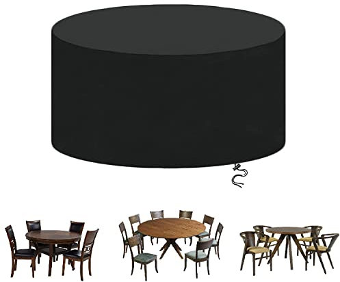 AXFZZRS Housse pour Meubles de Jardin Ronde,Oxford 420D Bache Exterieur Table Ronde,Housse de Protection Table de Jardin,Imperméable,Coupe-Vent,Anti-UV,Résistant à la Déchirure, 70x50cm,Noir