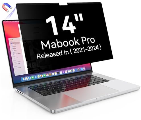 Magnetic Privacy Screen Protector Compatible with MacBook Pro 14 Inch (2021-2024, M1, M2, M3, M4), Removable Anti Spy Blue Light Glare Laptop Privacy Filter for Mac Pro 14in