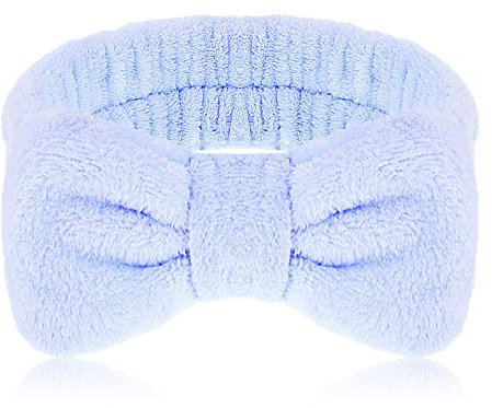 Molain Spa Stirnband Schleifen Haarbänder Make up Stirnbänder Frauen Korallen Fleece elastisches Stirnband Waschen des Gesichts Dusche Sport Schönheitspflege Blau