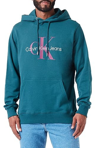 Calvin Klein Seasonal Monologo Regular Hoodie J30J320805, Felpe con cappuccio Uomo, Blu (Atlantic Deep), M