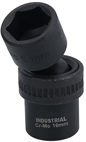16mm 3/8in Drive Universal Swivel Wobble Metric Impact Shallow Socket
