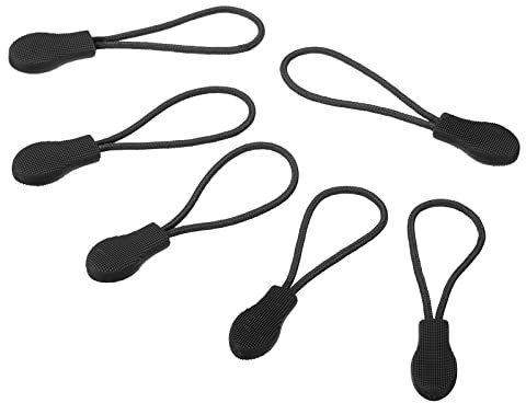 PATIKIL 10Pack Reißverschluss Züge Ersatz Erweiterungskabel Handgriff Befestigung Label Etikett Erweiterung Fixierung Abzieher Head für Gepäck Rucksäcke Jacken Schwarz