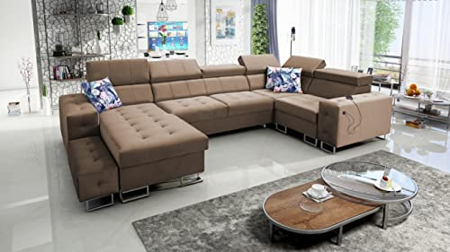 All4All Ecksofa Hugo IV 362x210cm - Schlaffunktion - Bettkasten - U-Form - Couch - Eckcouch - Schlafsofa - Sofaeck - Bett - Wohnlandschaft - Magic Velvet 2299 Seite Links 26