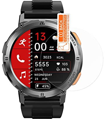 KOSPET 2-Stück Bildschirmschutz für TANK T2 Smartwatch, HD 9H Schutzglas Display Schutz [klar, kratzfest, Anti-Fingerabdruck]
